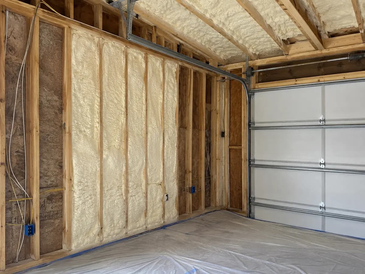 Illustration of a garage ceiling and wall transition under renovation